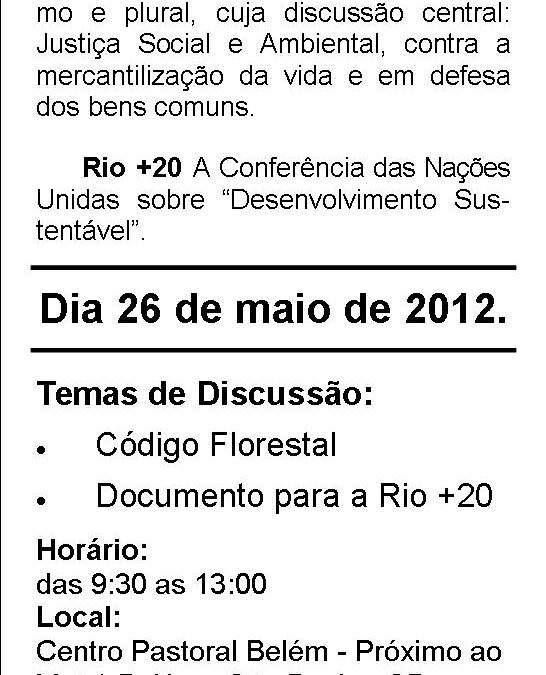 Seminário de Formação – Rio +20 e Cúpula dos Povos